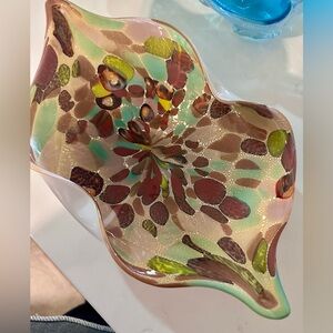 Murano Italian Tutti Frutti Hand Blown Art Glass Dish